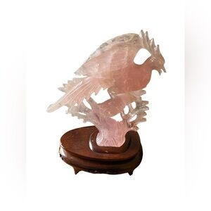Chinese Rose Quartz Sculpture (Phoenix)